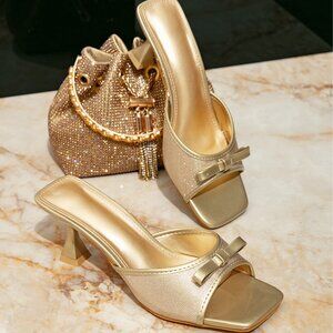 Gold Open Toe Heel